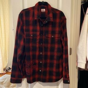 KSUBI - Mens Large black/red flannel lightweight button down